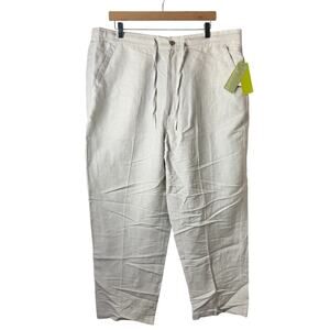 Cubavera Linen Blend Casual Pants Mens 38" Drawstring Coastal Preppy Summer NWT